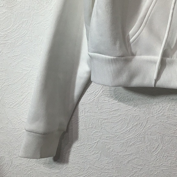 SHEIN- nwot - Sz L- White Hoodie cropped sweat jacket with pockets - Picture 6 of 6